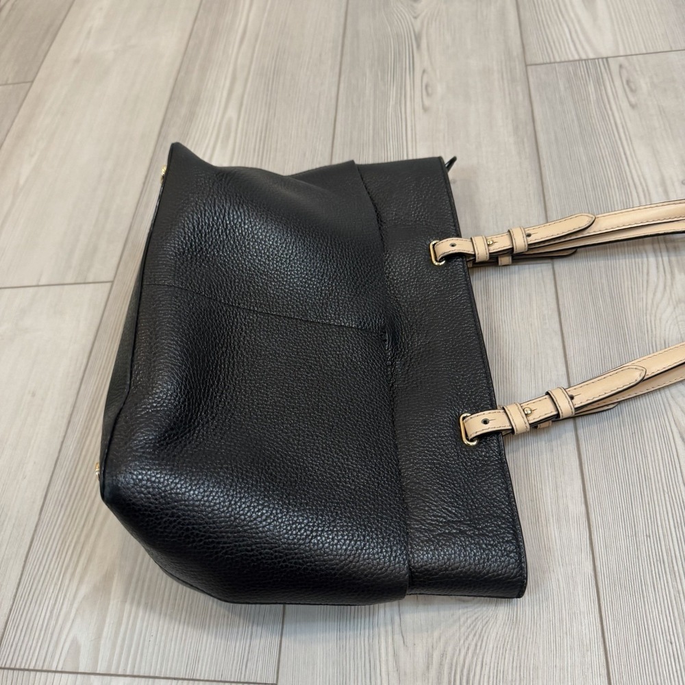 Michael Kors Bedford Tote Handbag Black Pebble Leather Shoulder Purse w/ Pockets - Picture 6 of 16